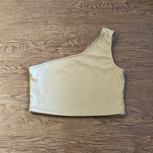 Shein Brown One-Shoulder top ribbed